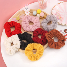 UNIQ Teddy Faux Fur Hair Scrunchies,Sweet Rabbit Fluffy Ball Pom Pom Scrunchies, Hair Bands for Women Girl